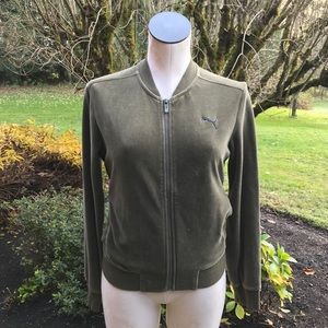 Puma olive green velour night track jacket
